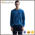 Fashion stylish men knitted cashmere round neck pullover with diamond lattice